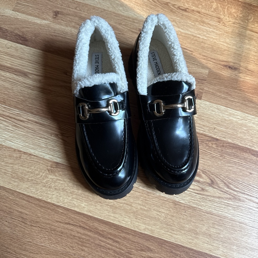 Steve Madden Black Loafers with Silver Accents - Picture 2 of 4
